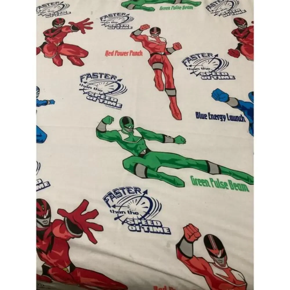 Vintage 2000 Power Rangers Twin Flat Sheet Kids Bedding Saban 62 x 98 Print
